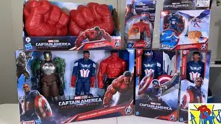 Captain America Brave New World Toy Haul 12” Titan Heroes + 4” Epic Heroes +Roleplay Red Hulk Hasbro