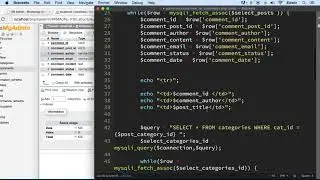 123 Creating the Query for displaying comments in admin part 1   PHP Full Course 2021