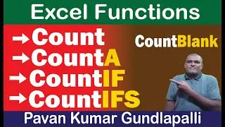 Excel Functions || Count || CountA || CountBlank || CountIF || CountIFS Functions || Excel Basics