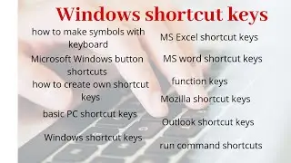 Windows shortcut keys: function keys, excel words outlook mozilla shortcut keys