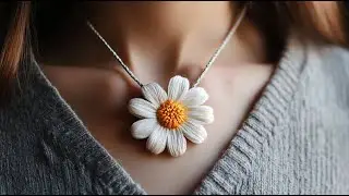 Daisy Embroidered Necklace #diycrafts #diycraft