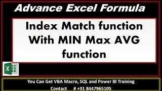 Index Function with Match +  Min, Max & Average function