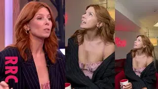 Stacey Dooley @suit jacket opens to pink top