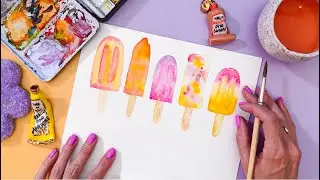 Easy Watercolor Popsicles Tutorial for Beginners