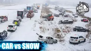 Car ice Sliding crash. Winter weather. No brakes.