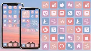 Purple Blue Peach Coral Sunset app icons ios 15 icons aesthetic