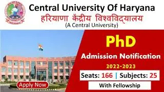 PhD Admission Notice 2021 in Central University Of Haryana | PhD in CUH