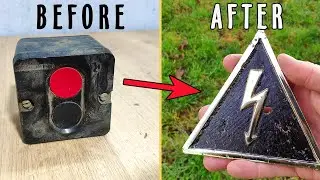 Casting a high voltage sign from electric buttons . Brass casting / Trash To Treasure