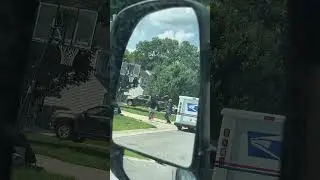 USPS driver playing basketball with a boy #basketball #respect