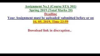 STA301 Assignment no 1 solution spring fall 2019