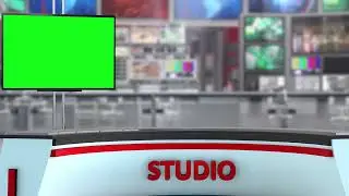 Green Screen Studio Desk and Background With Green Screen Window | Free to Use