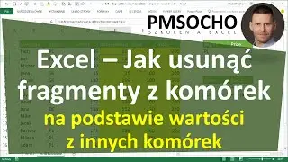 Excel - Jak usunąć (zamienić) fragmenty z komórek na podstawie wartości z innych komórek [odc.892]