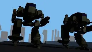 robot firing machine gun (CGI blender 3D animation)