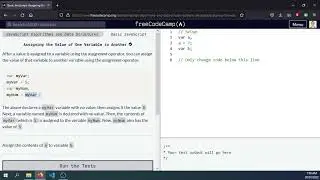 04 Day4 Jan 7 Freecodecamp - Assigning The Value of One Variable To Another