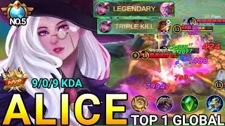 1 vs 5 no death‼️alice top 1 global best build 2021 | alice top 1 global gameplay | mobile legends