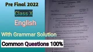 HSLC Pre final 2022 English question paper with answers|Pre test question paper class 10 English