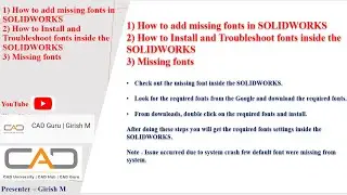 How to add missing fonts in SOLIDWORKS | Troubleshoot Missing fonts | Unable to Bold Gothic Font