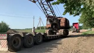 Погрузка экскаватора драглайн ЭО-10011Е на трал. Зрелище не для слабонервных 🙈😁