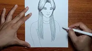 how to draw a beautiful lady drawing, sundar lady drawing step by step