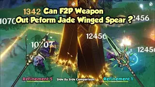 Full Comparison R5 Prototype Starglitter vs R1 Jade Winged Spear| Side By Side| Genshin Impact