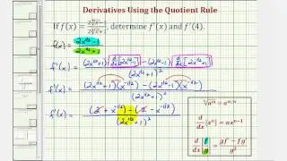 Ex: Find a Derivative and Derivative Function Value Using the Quotient Rule (square roots)