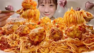 ASMR Spaghetti and Meatballs【Mukbang/ Eating Sounds】【English subtitles】　