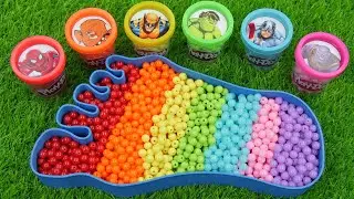 Satisfying Video | Magic Rainbow Bathtubt BIG FOOT Mixing Rainbow Beads Balls FROM PlayDoh Bottles