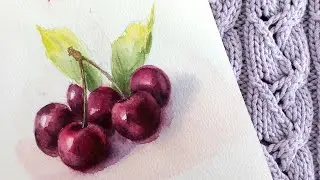 Как нарисовать черешню - как нарисовать вишню. Мастер-класс по акварели  Рисование акварелью!
