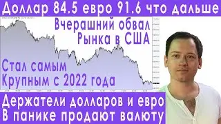 Срочно! Обвал рынка акций США доллар рухнул до 84.5 прогноз курса доллара евро рубля валюты