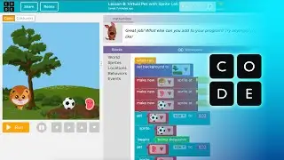 Code.org Express Course Lesson 8 Virtual Pet with Sprite Lab How to Do Solution and Explanation