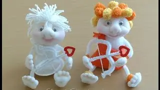 Купидоны, куклы из колготок и ткани. Doll of tights, stockings, Cupids .