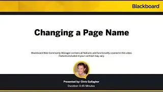 Changing a Page Name in Blackboard Web Community Manager