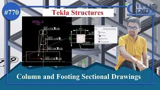 Tekla Structures || How to Create Column and Footing Sections|| Structural Drawing Creation