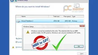 Windows cannot be installed to This disk: The selected disk has an MBR partition table(MBR toGPT)CMD