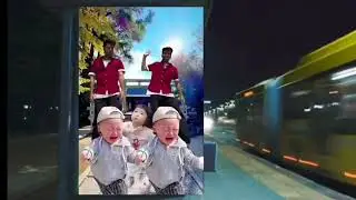 쌍둥이 아저씨가 나타나서 쫓아오자 꼬마 소녀는 춤을 추고 귀여운 아이는 울면서 도망가고 있다