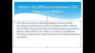 what is the difference between CDS views and AMDPs?