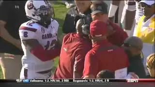 South Carolina Assistant Coaches Fight On Sidelines During Game