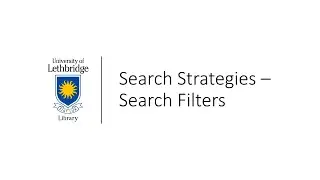 Search Strategies - Search Filters