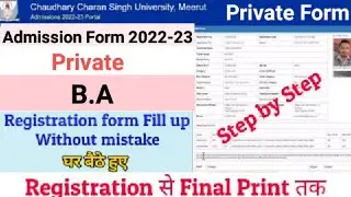 How to Fill CCS University B.A Private Admission Form 2022-23 | CCSU Private UG Form Fill Up