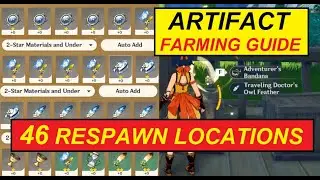 How to level up Artifacts & Farming Guide - 46 Daily Artifact Respawn Locations Genshin Impact Tips