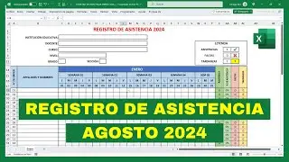 ✅REGISTRO DE ASISTENCIA AGOSTO 2024 (Plantilla Gratis)