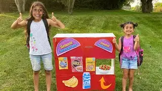 Deema and Sally Vending Machine Toys at School | Kid Stories about Healthy Snacks
