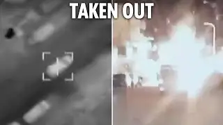 Moment two Hamas commanders are blasted by Israeli airstrike as they drive down street