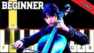 4 Wednesday Addams Songs - Easy and Slow Piano tutorial - Beginner