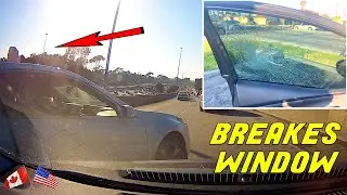 CAR WINDOW GETS SMASHED IN CRAZY ROAD RAGE INCIDENT