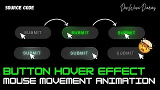 Glowing Button Animation with Mouse Movement Effect | CSS and Javascript Animation | CSS Text Shadow