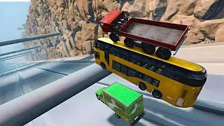 Trucks Vs Short Bridge Crash #4 Big Truck Clash BeamNG Drive