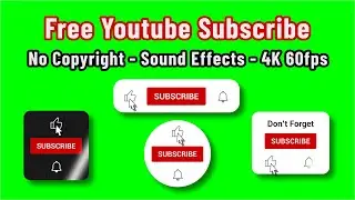 Youtube Like Subscribe Bell Icon Buttons | Green Screen | Sound Effects | 4K 60fps