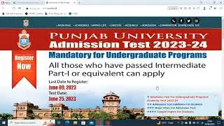 Punjab University|How to Apply Online in Pu Admission Test 2023|Complete Method to Apply EntryTest