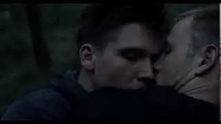 Gay kiss love scene from German movie Freier Fall about two cops